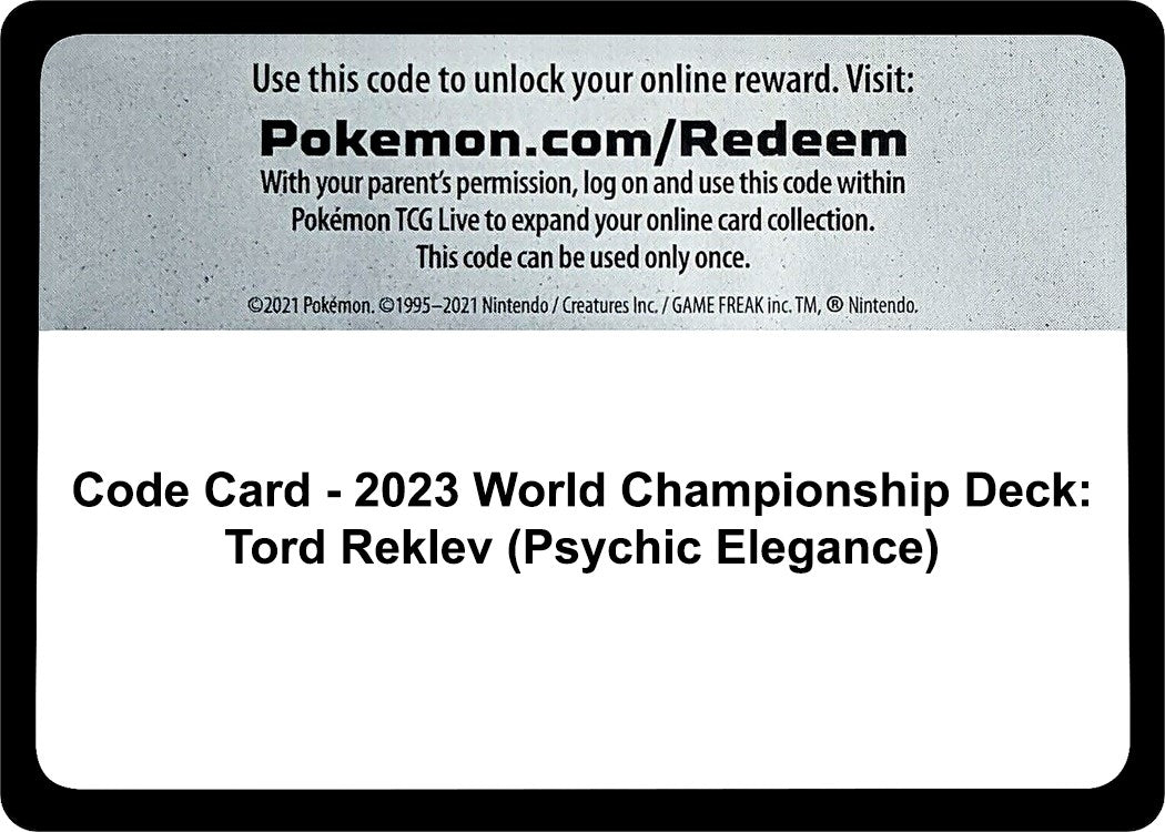 Image for Code Card - 2023 World Championship Deck: Tord Reklev (Psychic Elegance) (World Championship Decks) (WCD) - Pokemon