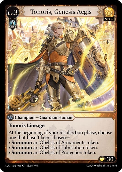 Image for Tonoris, Genesis Aegis (012) (Alchemical Revolution Starter Decks) (ALCSD) - Grand Archive TCG
