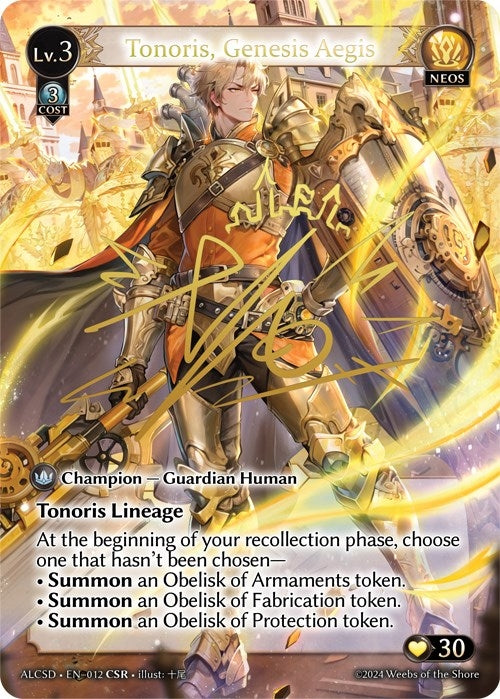 Image for Tonoris, Genesis Aegis (CSR) (012) (Alchemical Revolution Starter Decks) (ALCSD) - Grand Archive TCG