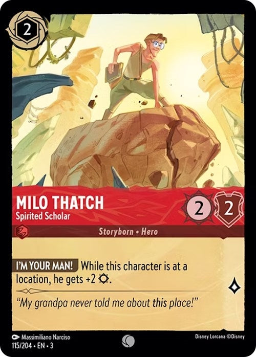 Image for Milo Thatch - Spirited Scholar (115/204) (Into the Inklands) (3) - Disney Lorcana