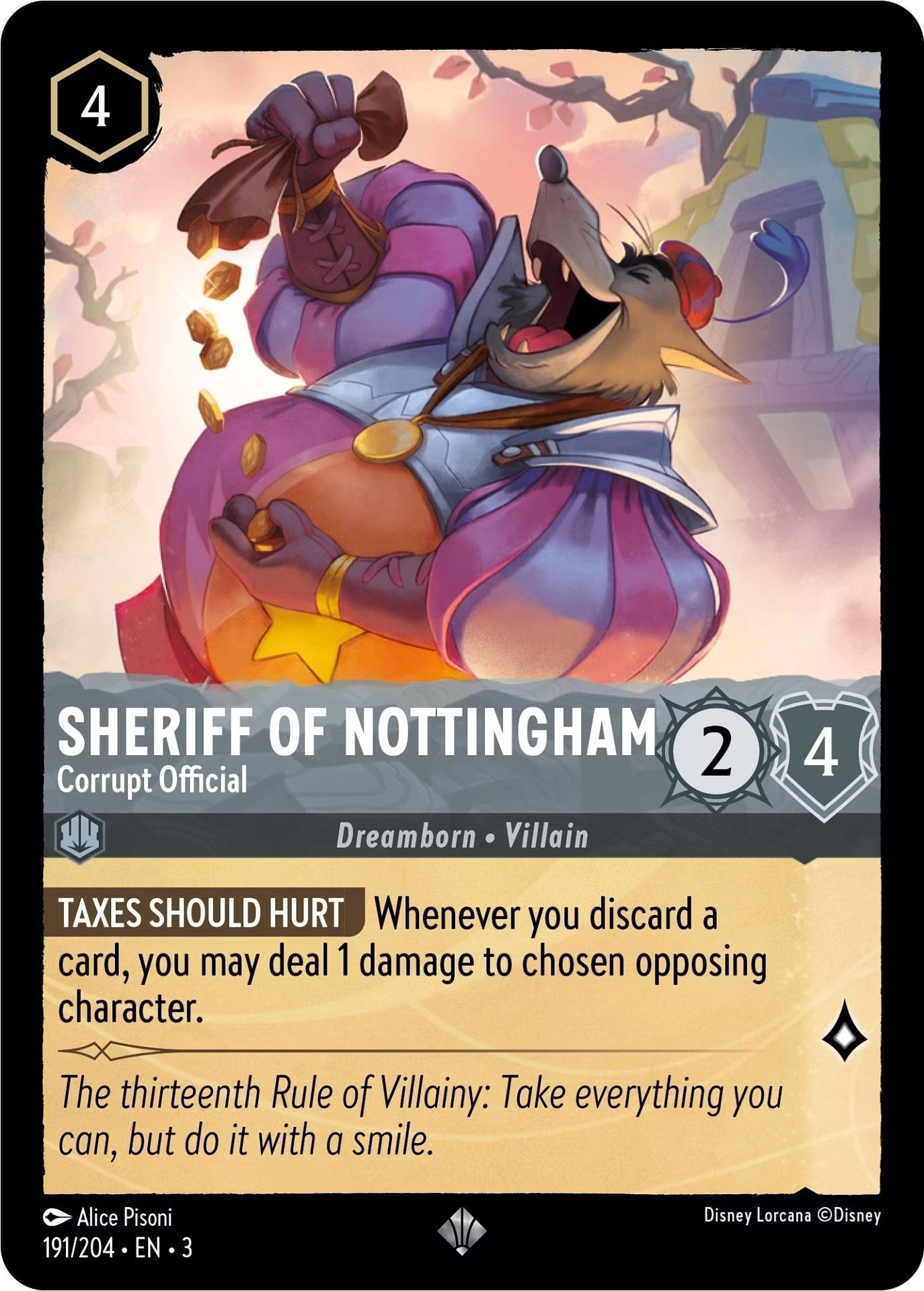 Image for Sheriff of Nottingham - Corrupt Official (191/204) (Into the Inklands) (3) - Disney Lorcana