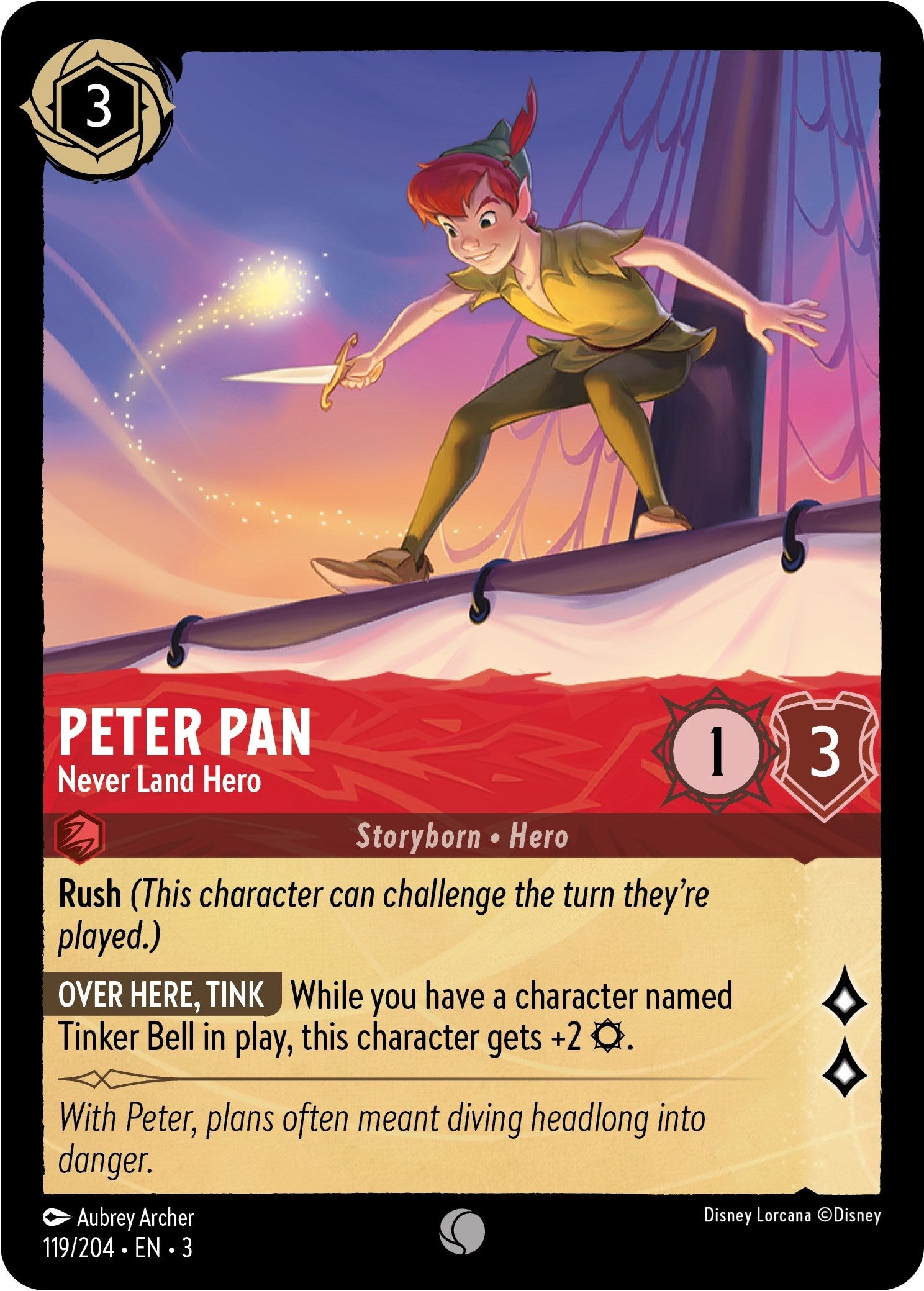 Image for Peter Pan - Never Land Hero (119/204) (Into the Inklands) (3) - Disney Lorcana