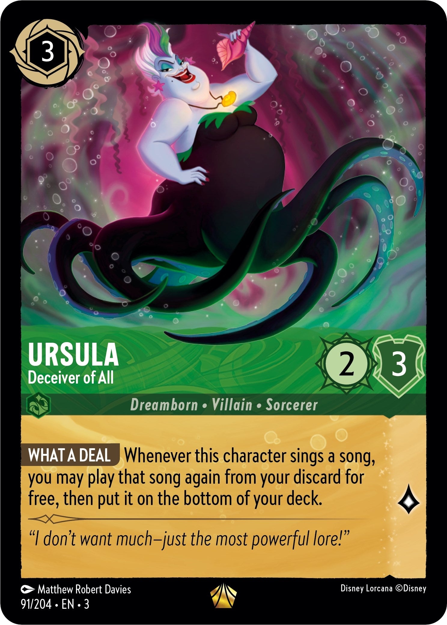 Image for Ursula - Deceiver of All (91/204) (Into the Inklands) (3) - Disney Lorcana