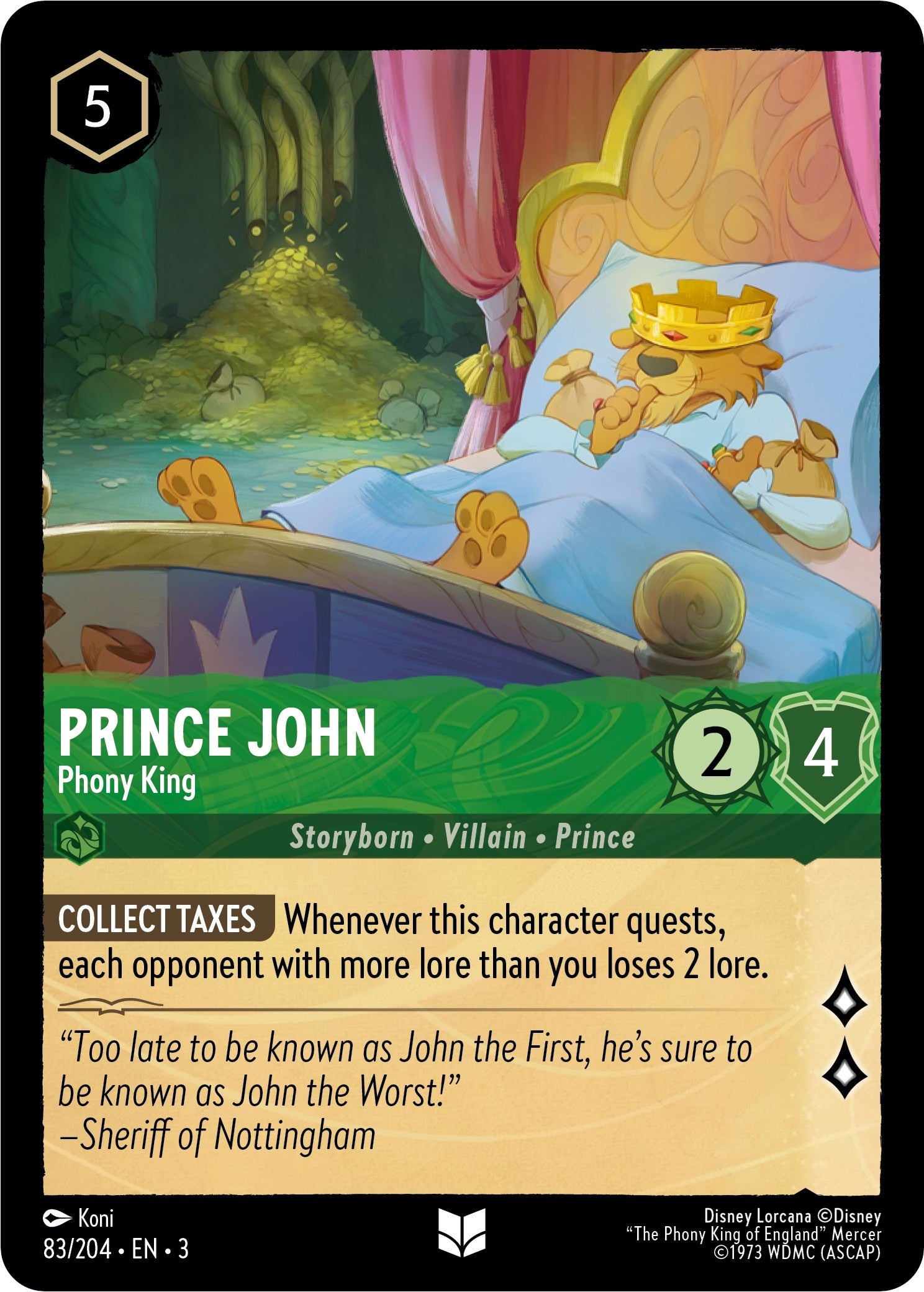 Image for Prince John - Phony King (83/204) (Into the Inklands) (3) - Disney Lorcana