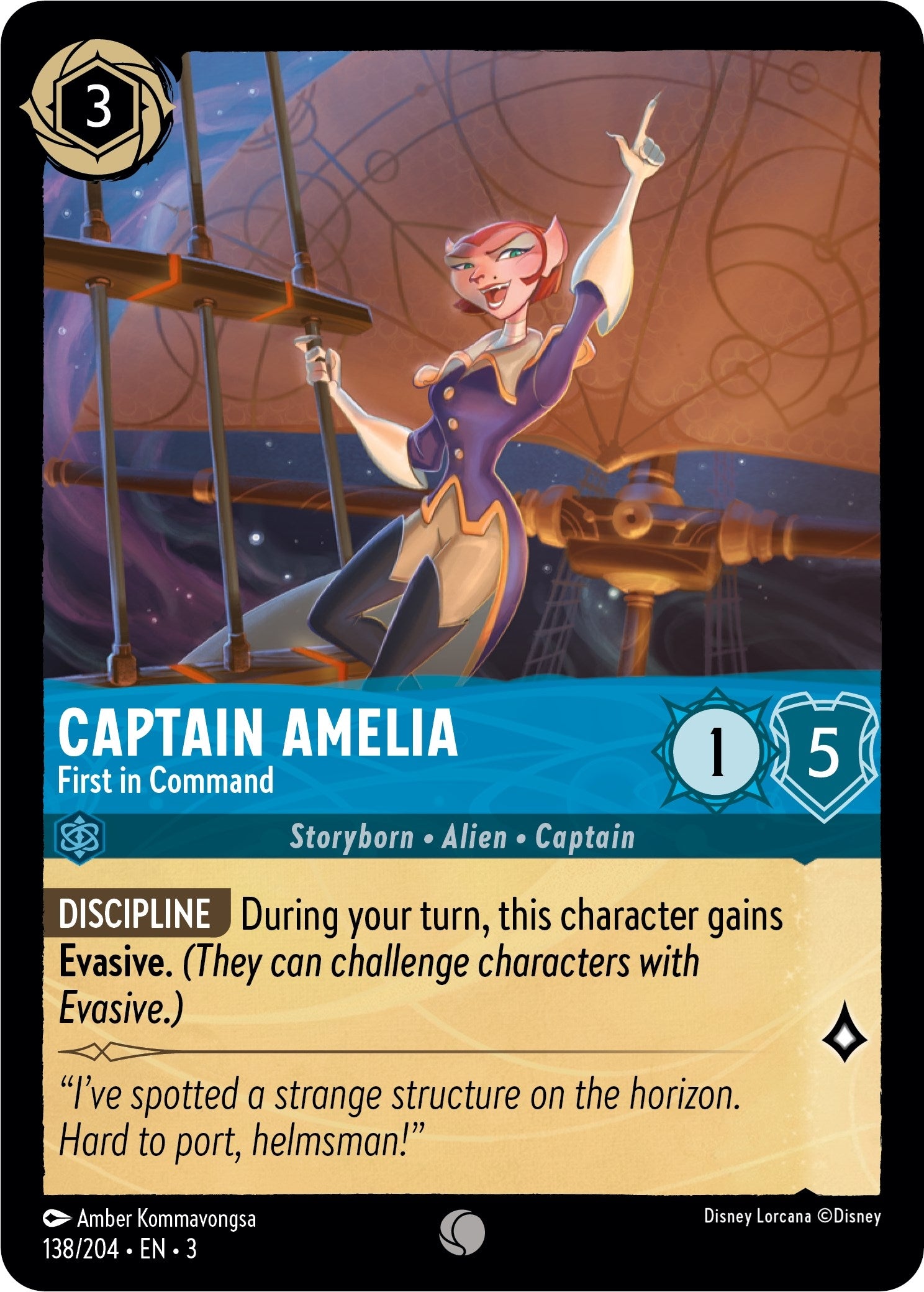 Image for Captain Amelia - First in Command (138/204) (Into the Inklands) (3) - Disney Lorcana