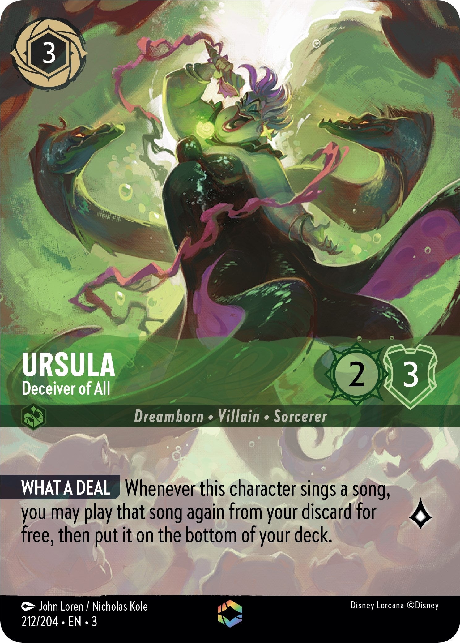 Image for Ursula - Deceiver of All (Enchanted) (212/204) (Into the Inklands) (3) - Disney Lorcana