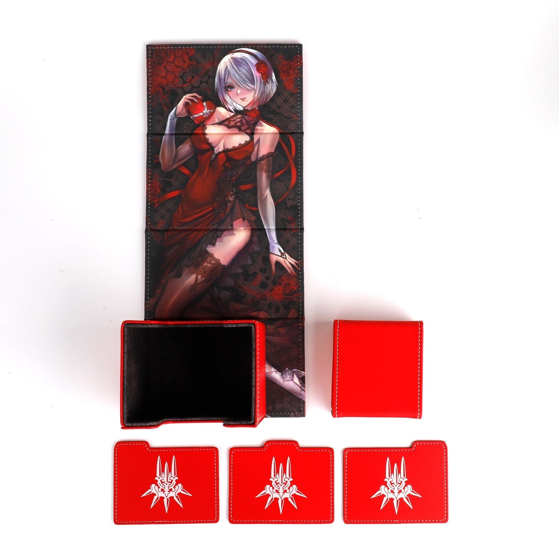Image for 2B MINE Faux Leather Deck Box with Magnetic Dice Tray (2bonbon) (Red) - Deck Boxes