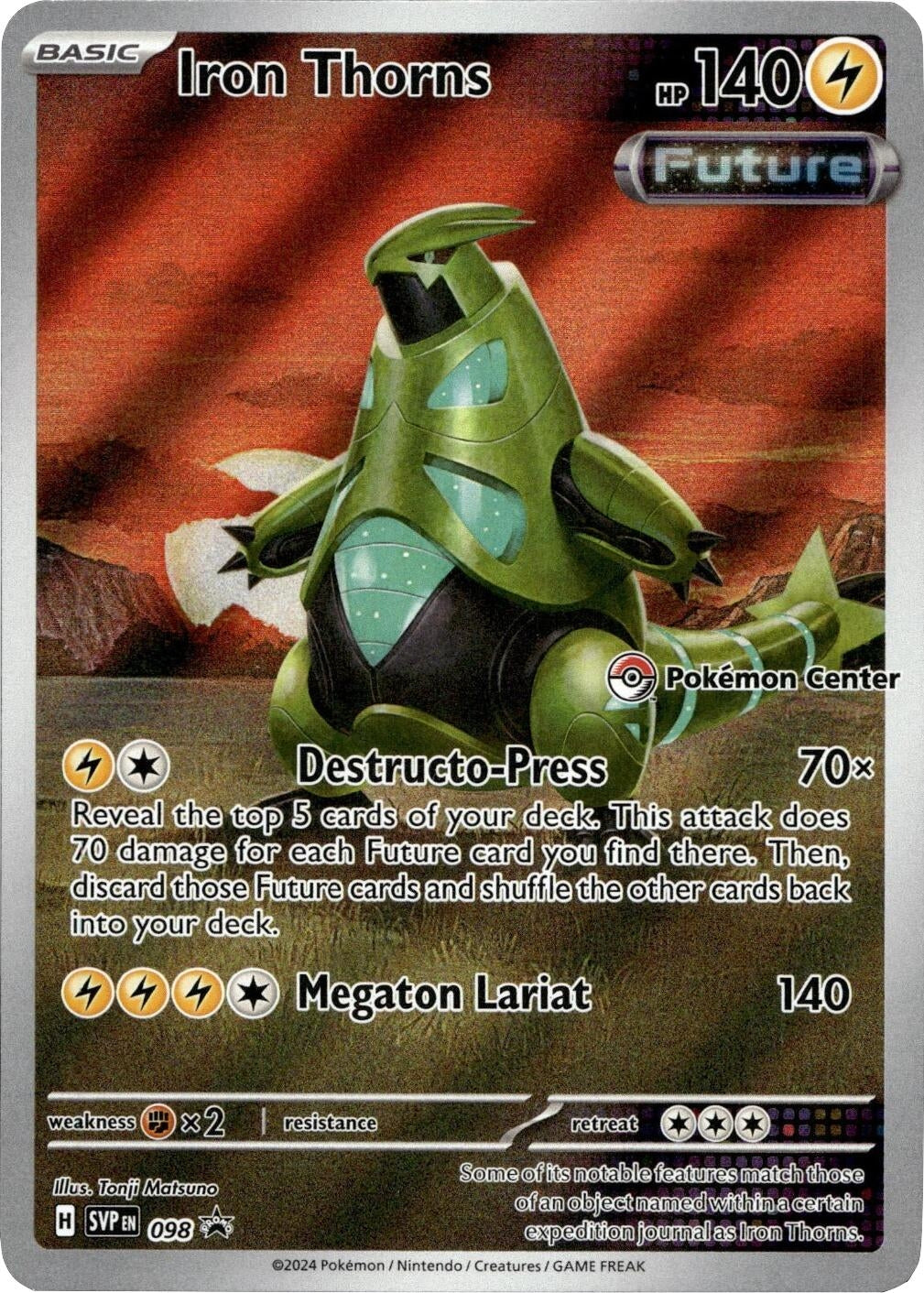 Image for Iron Thorns - 098 (Pokemon Center) (098) (SV: Scarlet & Violet Promo Cards) (SVP) - Pokemon
