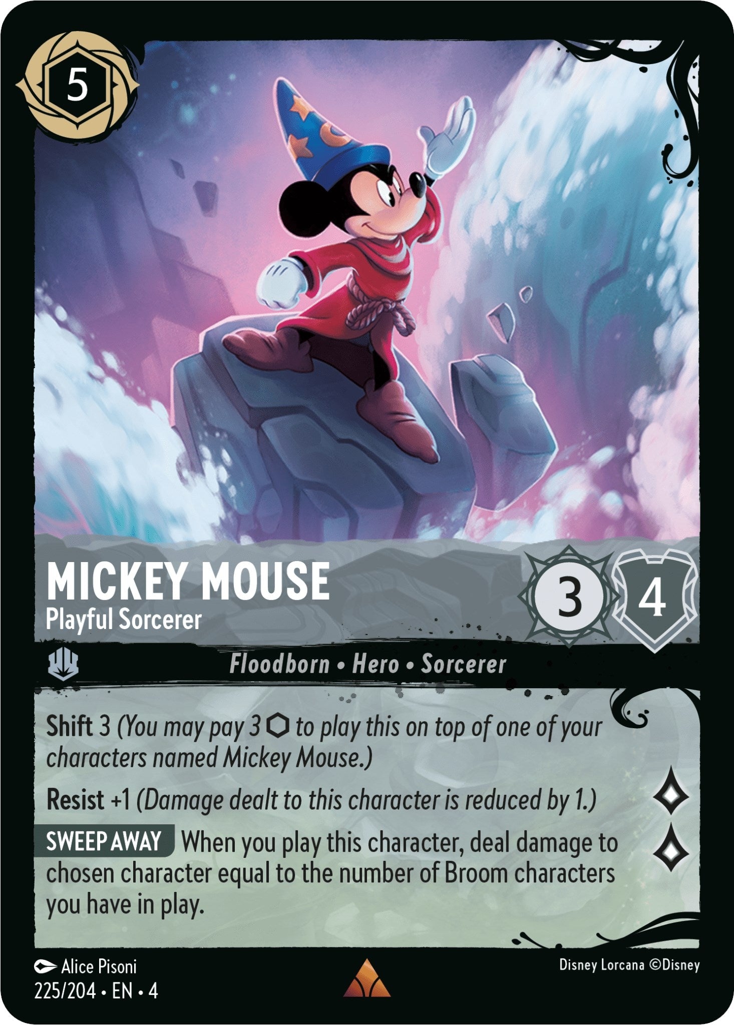 Image for Mickey Mouse - Playful Sorcerer (225/204) (225/204) (Illumineer's Quest: Deep Trouble) (Q1) - Disney Lorcana