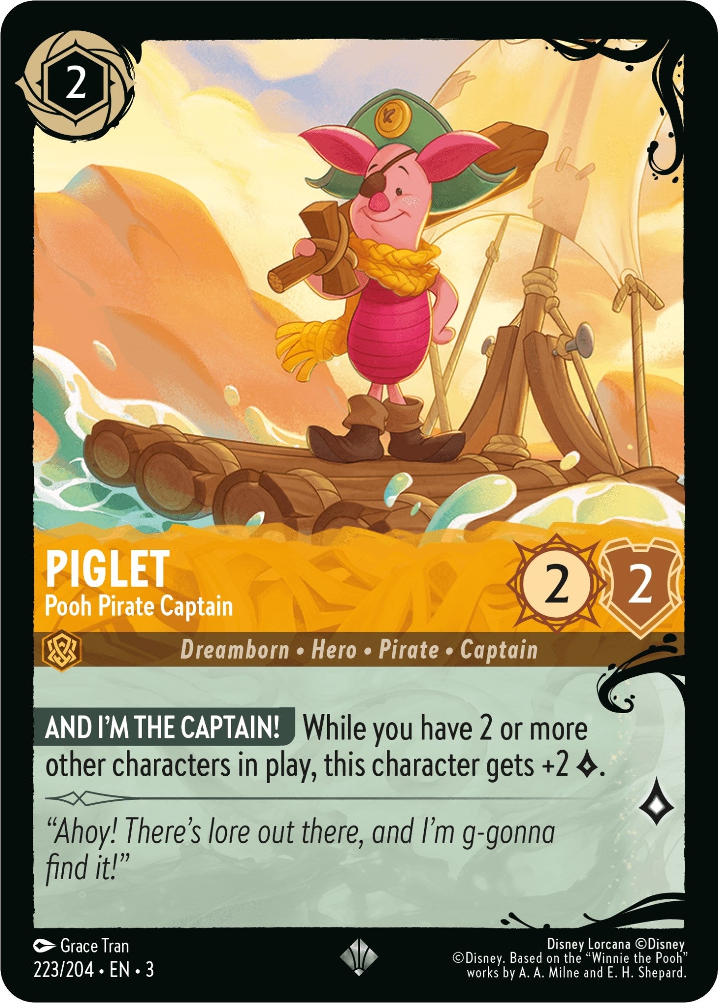 Image for Piglet - Pooh Pirate Captain (223/204) (223/204) (Illumineer's Quest: Deep Trouble) (Q1) - Disney Lorcana