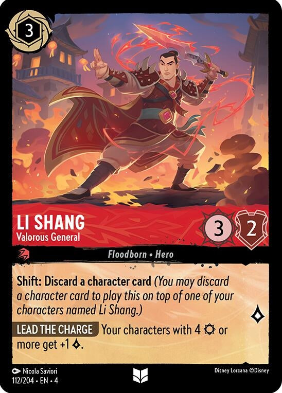 Image for Li Shang - Valorous General (112/204) (Ursula's Return) (4) - Disney Lorcana