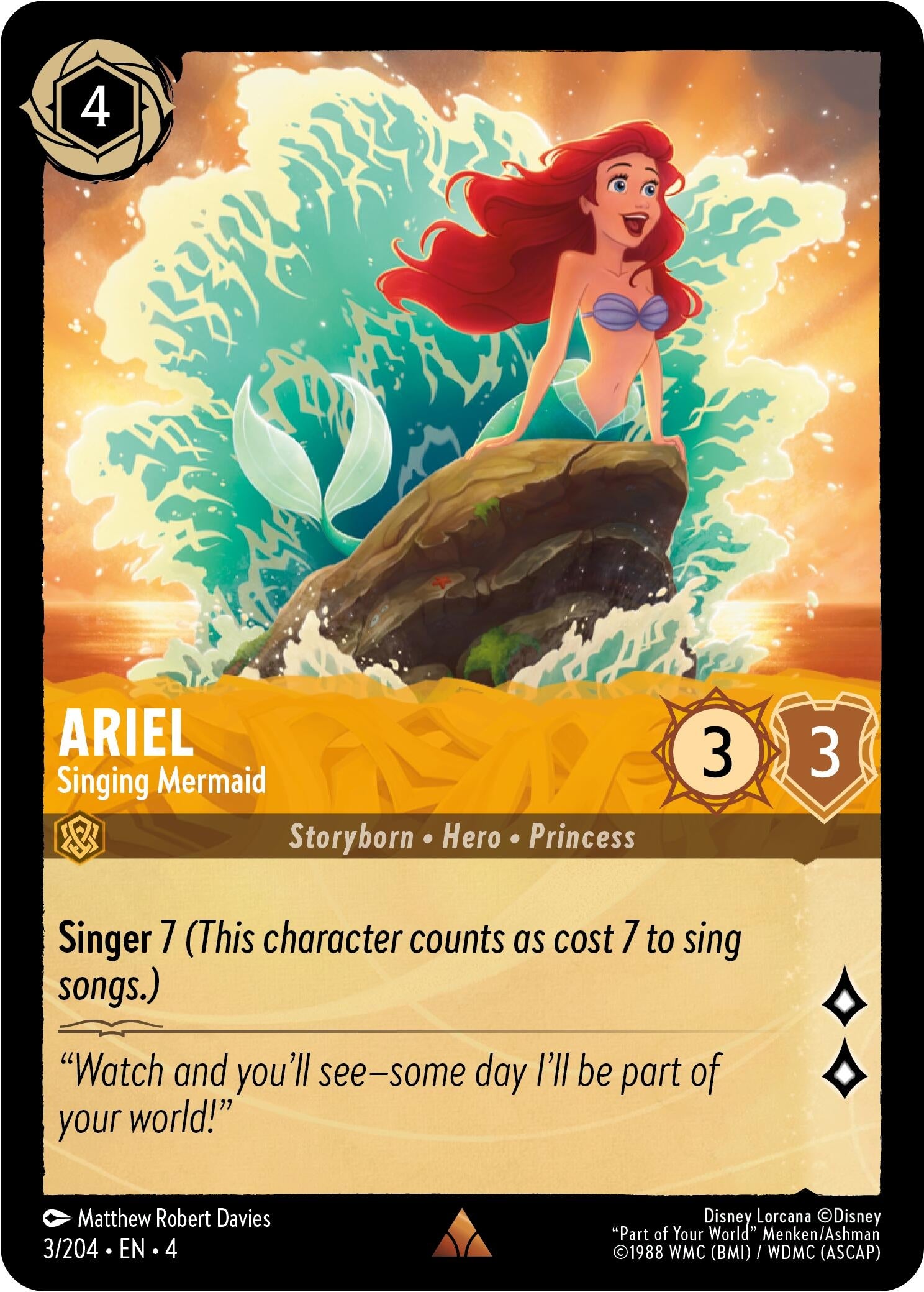 Image for Ariel - Singing Mermaid (3/204) (Ursula's Return) (4) - Disney Lorcana