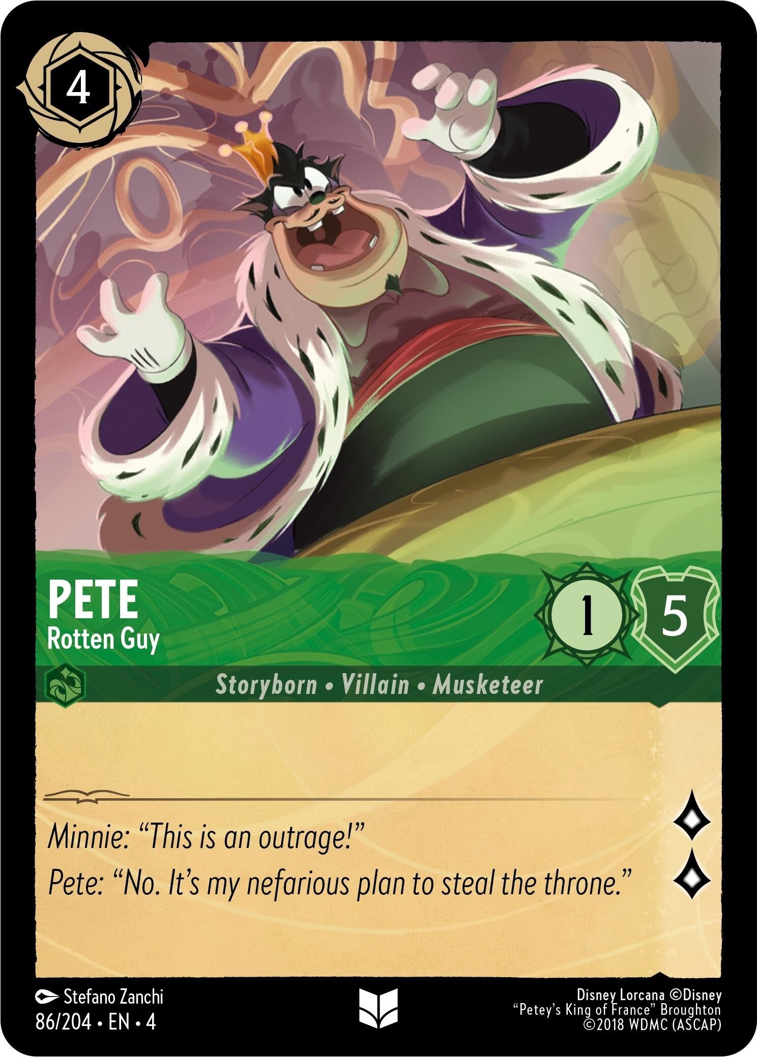 Image for Pete - Rotten Guy (86/204) (Ursula's Return) (4) - Disney Lorcana