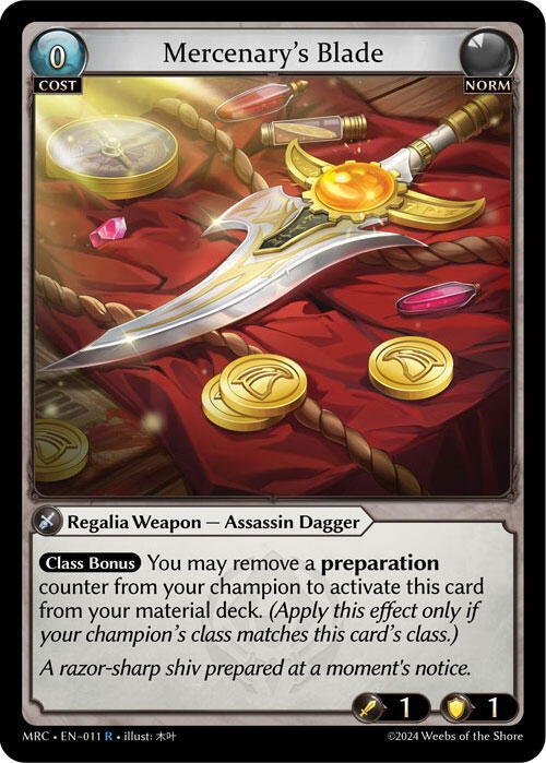 Image for Mercenary's Blade (011) (Mercurial Heart) (MRC) - Grand Archive TCG