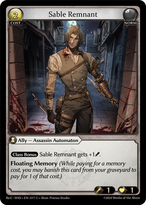 Image for Sable Remnant (017) (Tristan Re:Collection, Shadowdancer) (SHD) - Grand Archive TCG