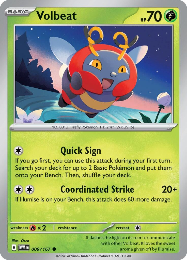 Image for Volbeat (009/167) (SV06: Twilight Masquerade) - Pokemon