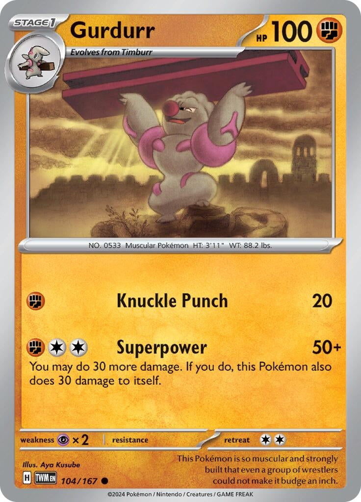Image for Gurdurr (104/167) (SV06: Twilight Masquerade) - Pokemon