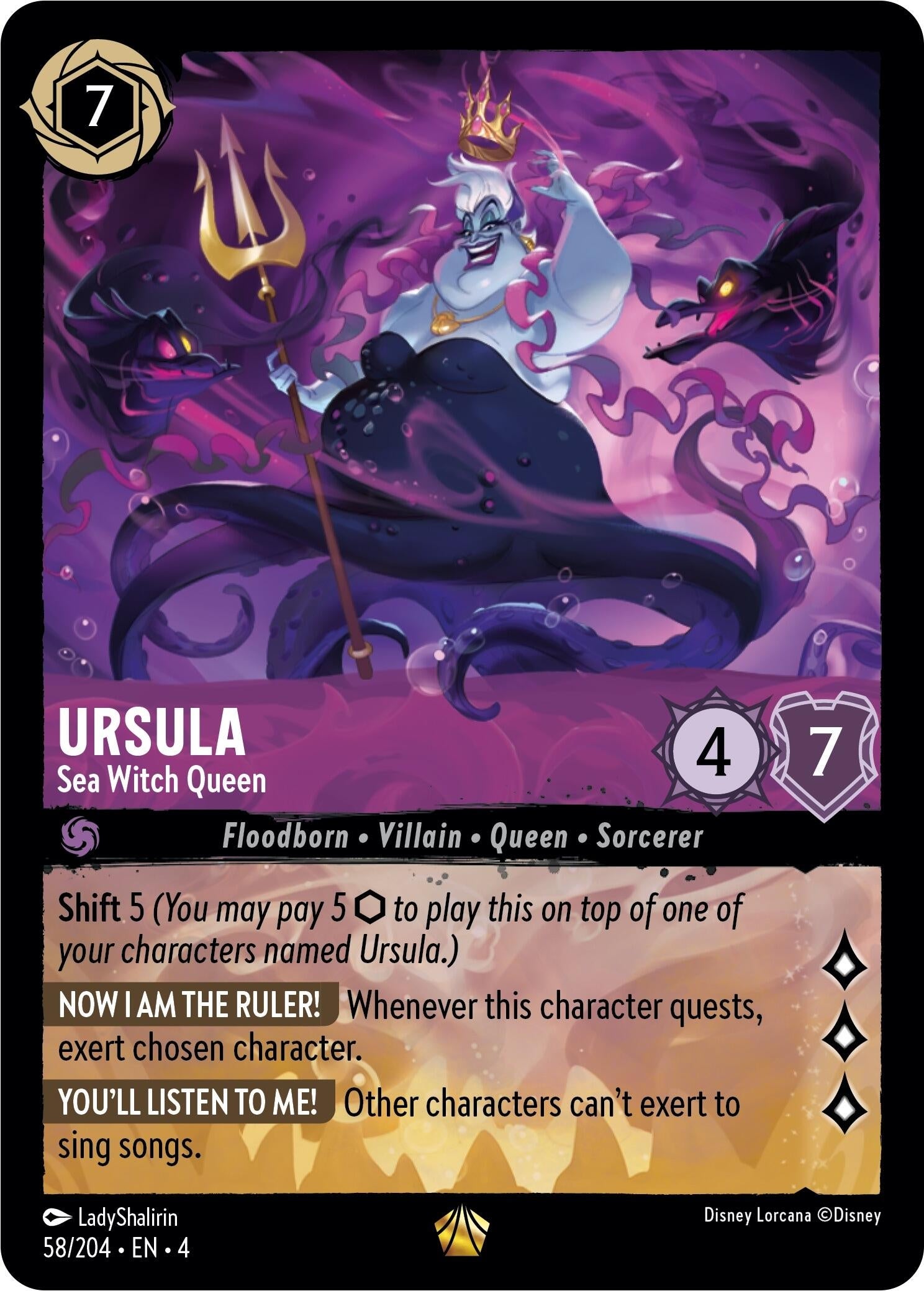 Image for Ursula - Sea Witch Queen (58/204) (Ursula's Return) (4) - Disney Lorcana