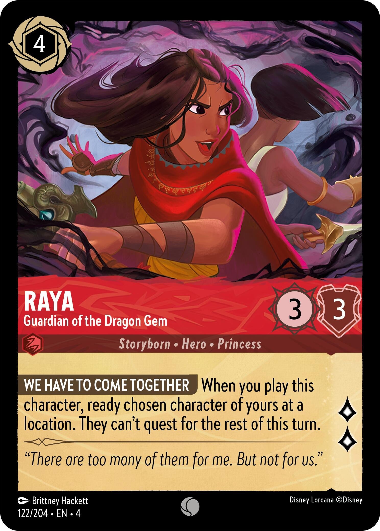 Image for Raya - Guardian of the Dragon Gem (122/204) (Ursula's Return) (4) - Disney Lorcana
