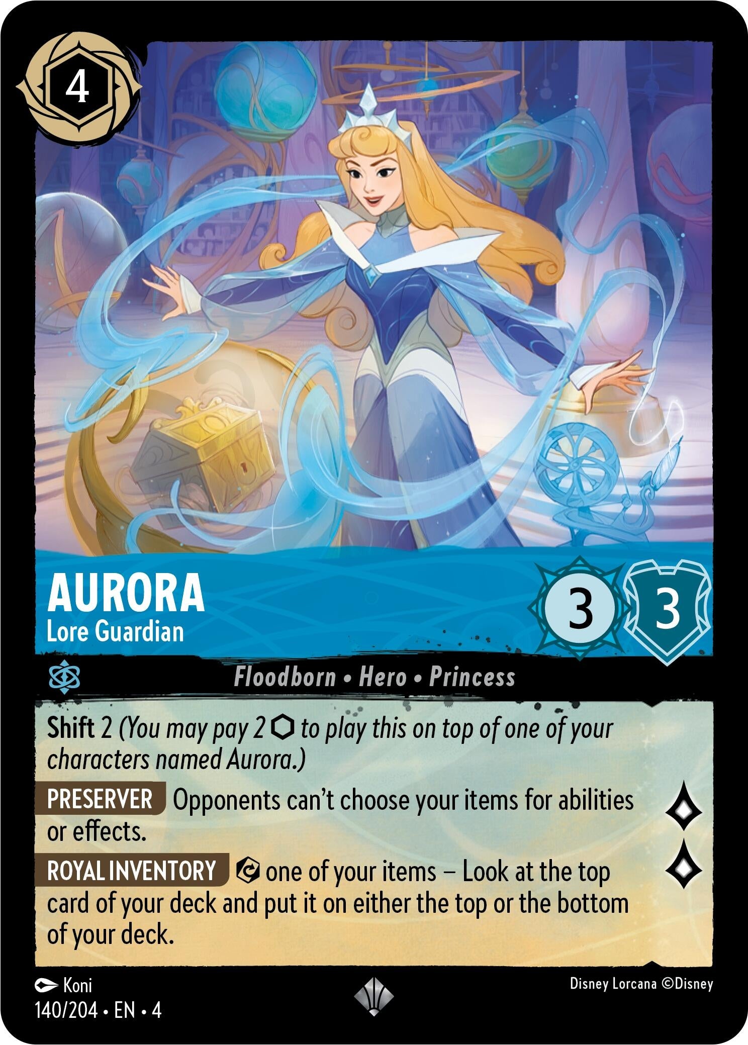 Image for Aurora - Lore Guardian (140/204) (Ursula's Return) (4) - Disney Lorcana