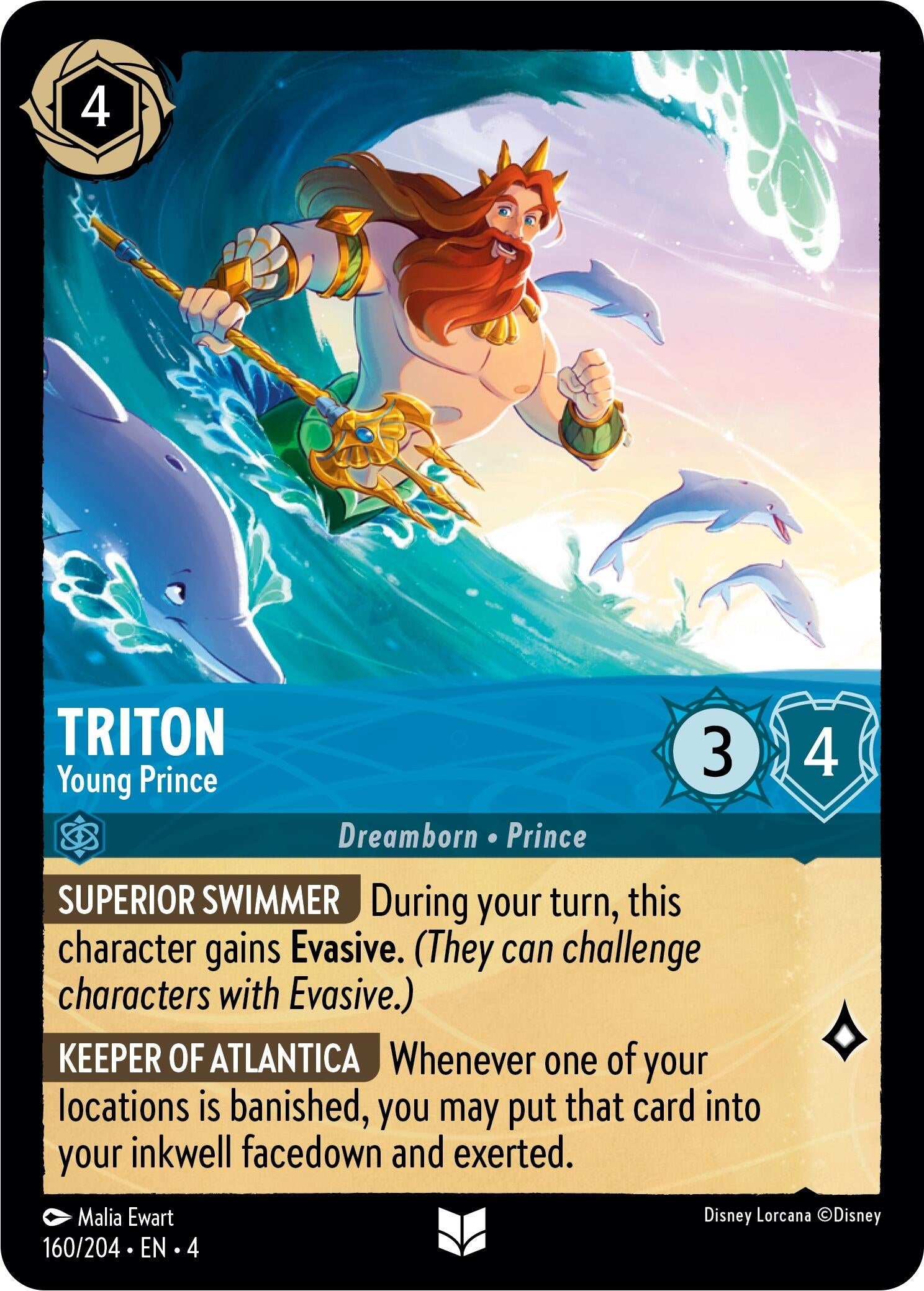 Image for Triton - Young Prince (160/204) (Ursula's Return) (4) - Disney Lorcana