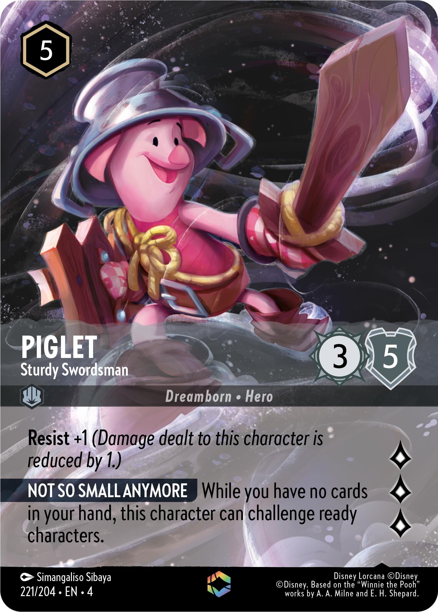 Image for Piglet - Sturdy Swordsman (Enchanted) (221/204) (Ursula's Return) (4) - Disney Lorcana