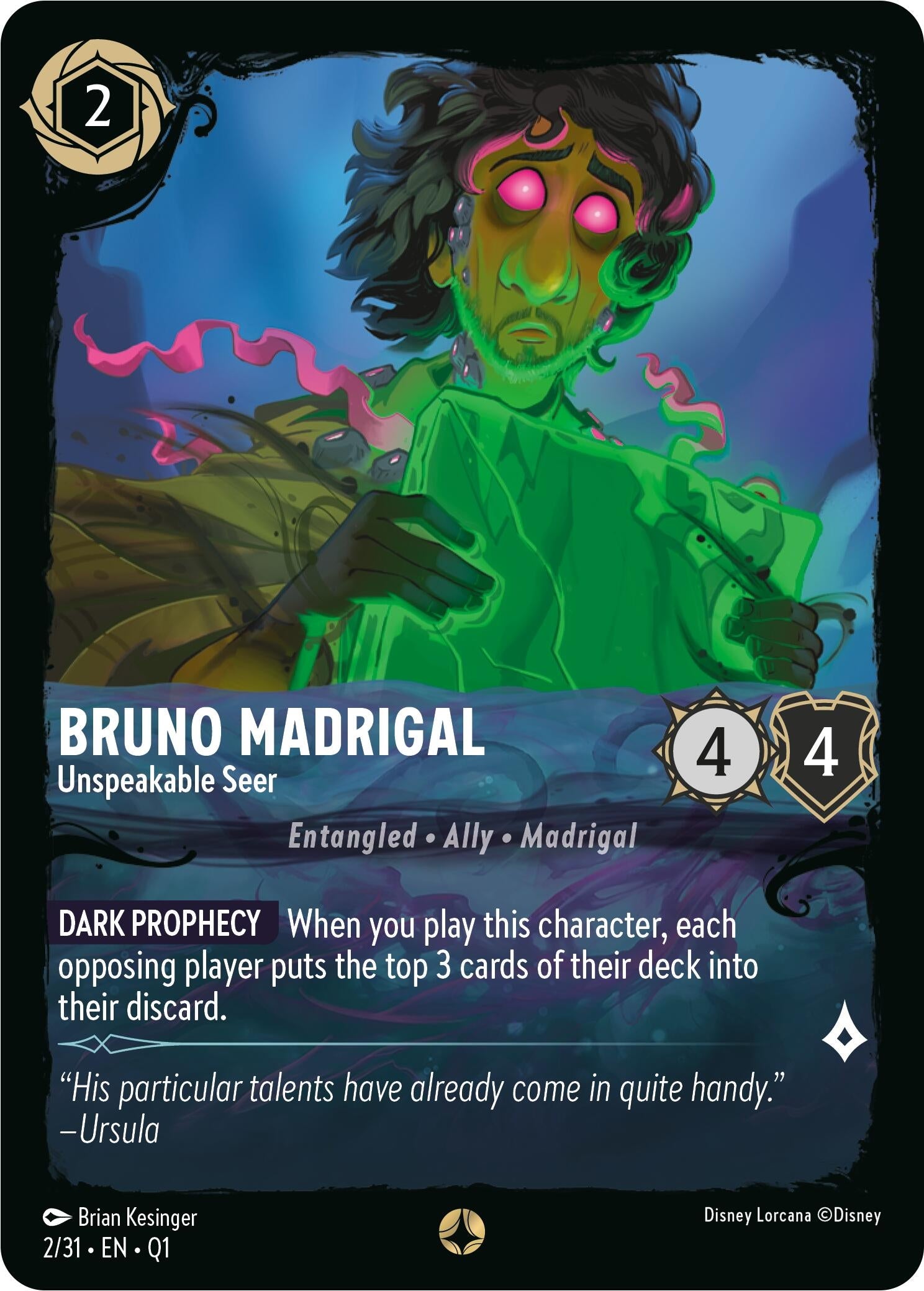 Image for Bruno Madrigal - Unspeakable Seer (2/31) (Illumineer's Quest: Deep Trouble) (Q1) - Disney Lorcana