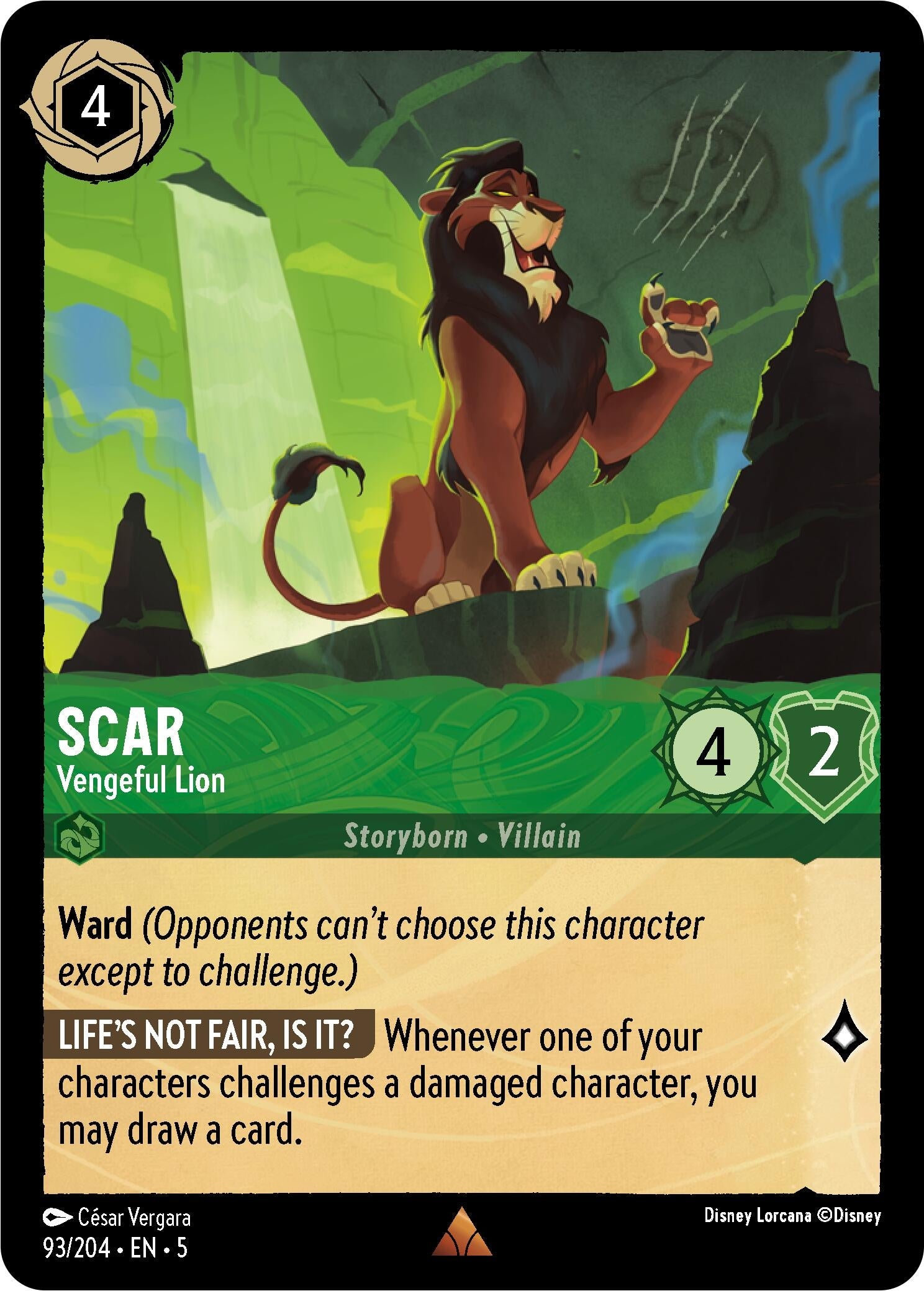 Image for Scar - Vengeful Lion (93/204) (Shimmering Skies) (5) - Disney Lorcana