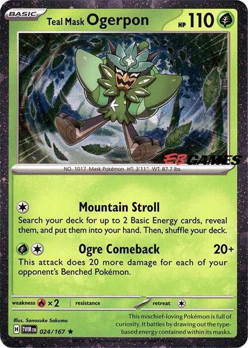 Teal Mask Ogerpon (Cosmos Holo) (EB Games Exclusive) (024/167) (Miscellaneous Cards & Products) - PokeBox USA