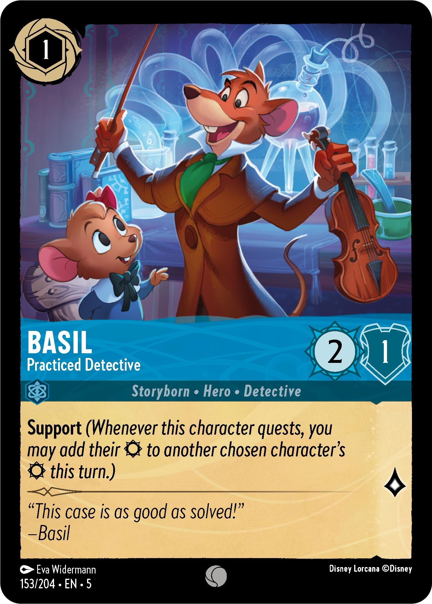 Image for Basil - Practiced Detective (153/204) (Shimmering Skies) (5) - Disney Lorcana
