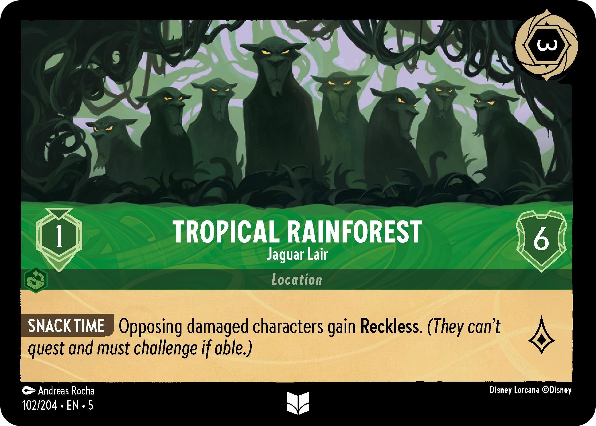 Image for Tropical Rainforest - Jaguar Lair (102/204) (Shimmering Skies) (5) - Disney Lorcana