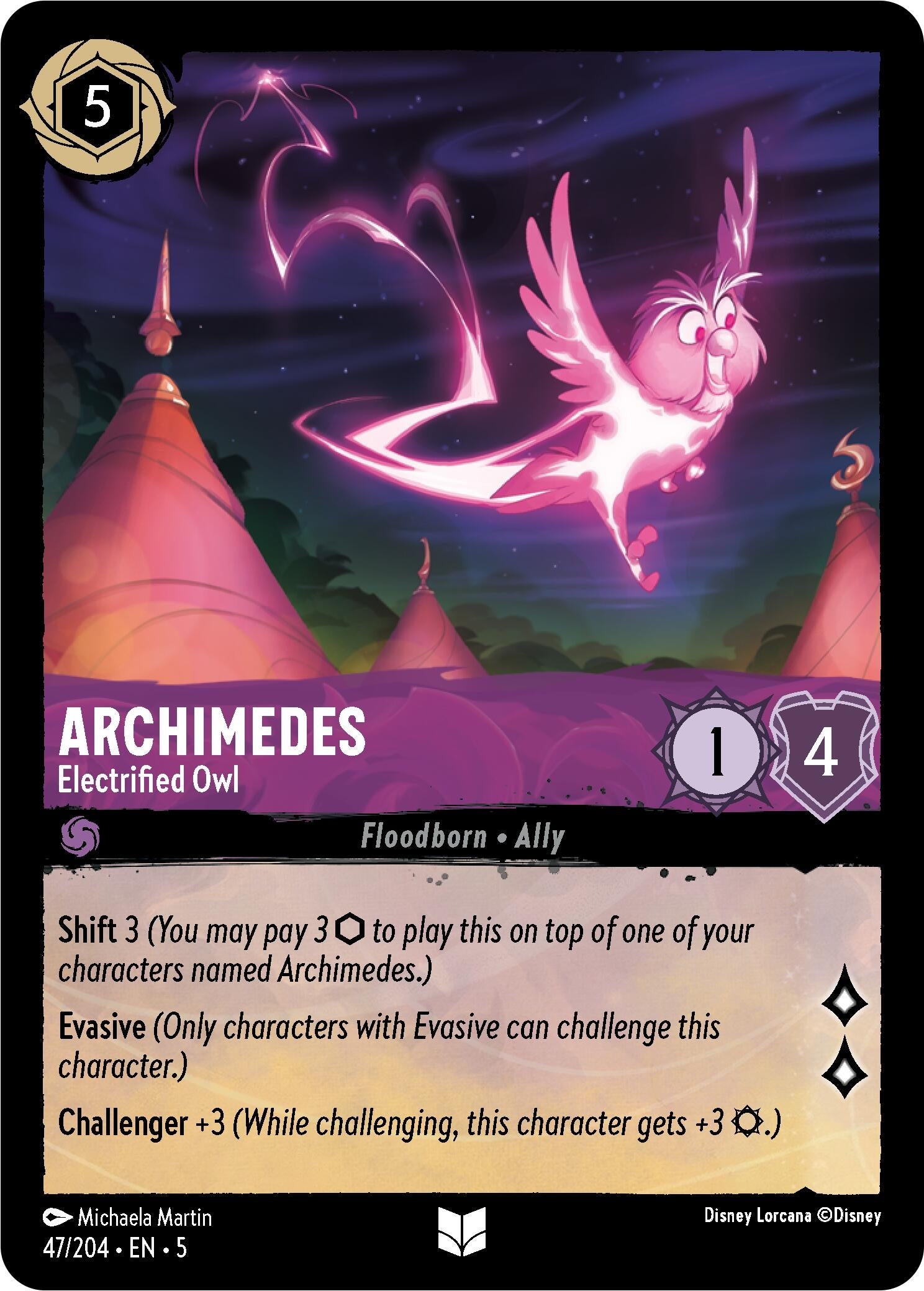 Image for Archimedes - Electrified Owl (47/204) (Shimmering Skies) (5) - Disney Lorcana