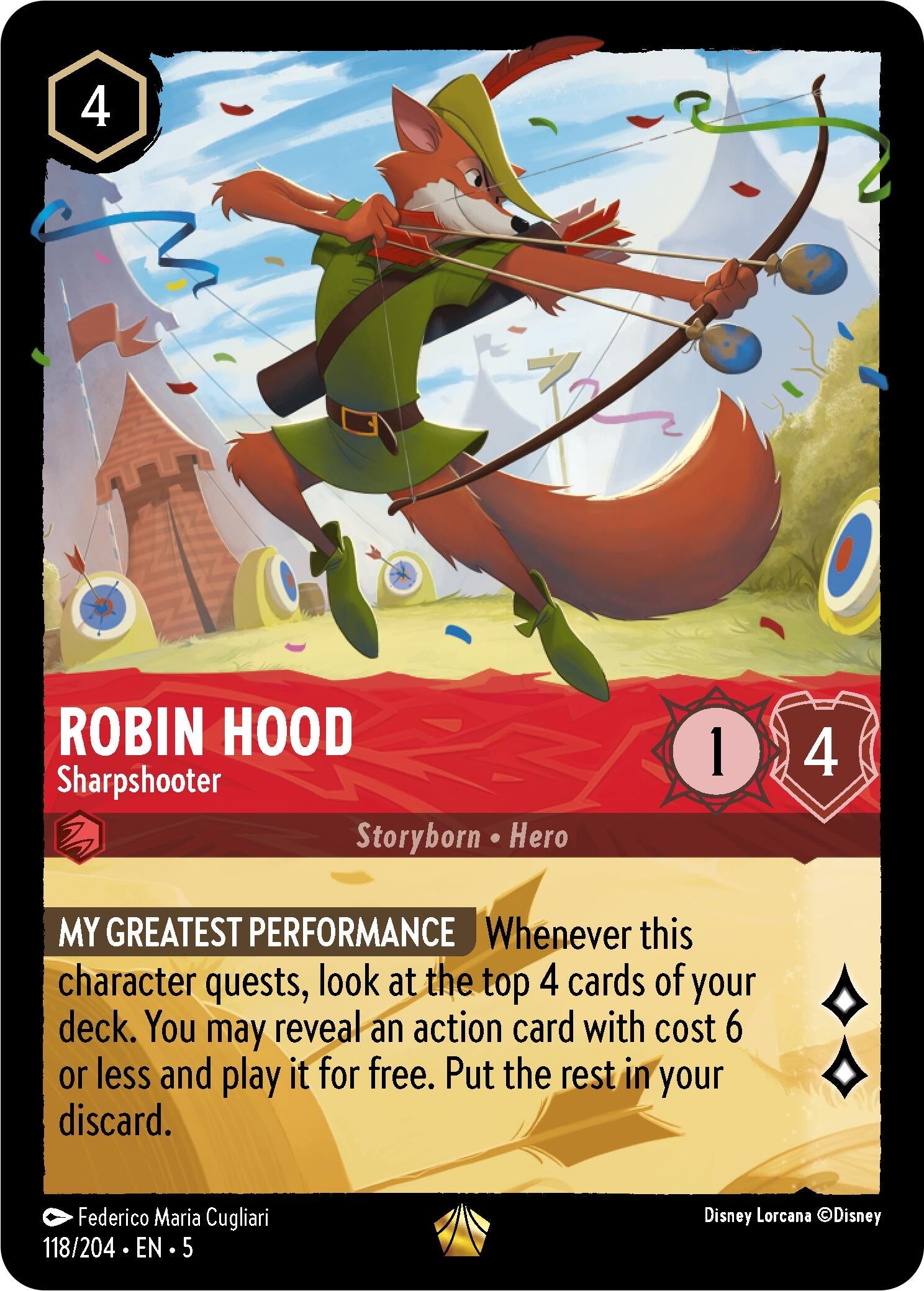 Image for Robin Hood - Sharpshooter (118/204) (Shimmering Skies) (5) - Disney Lorcana
