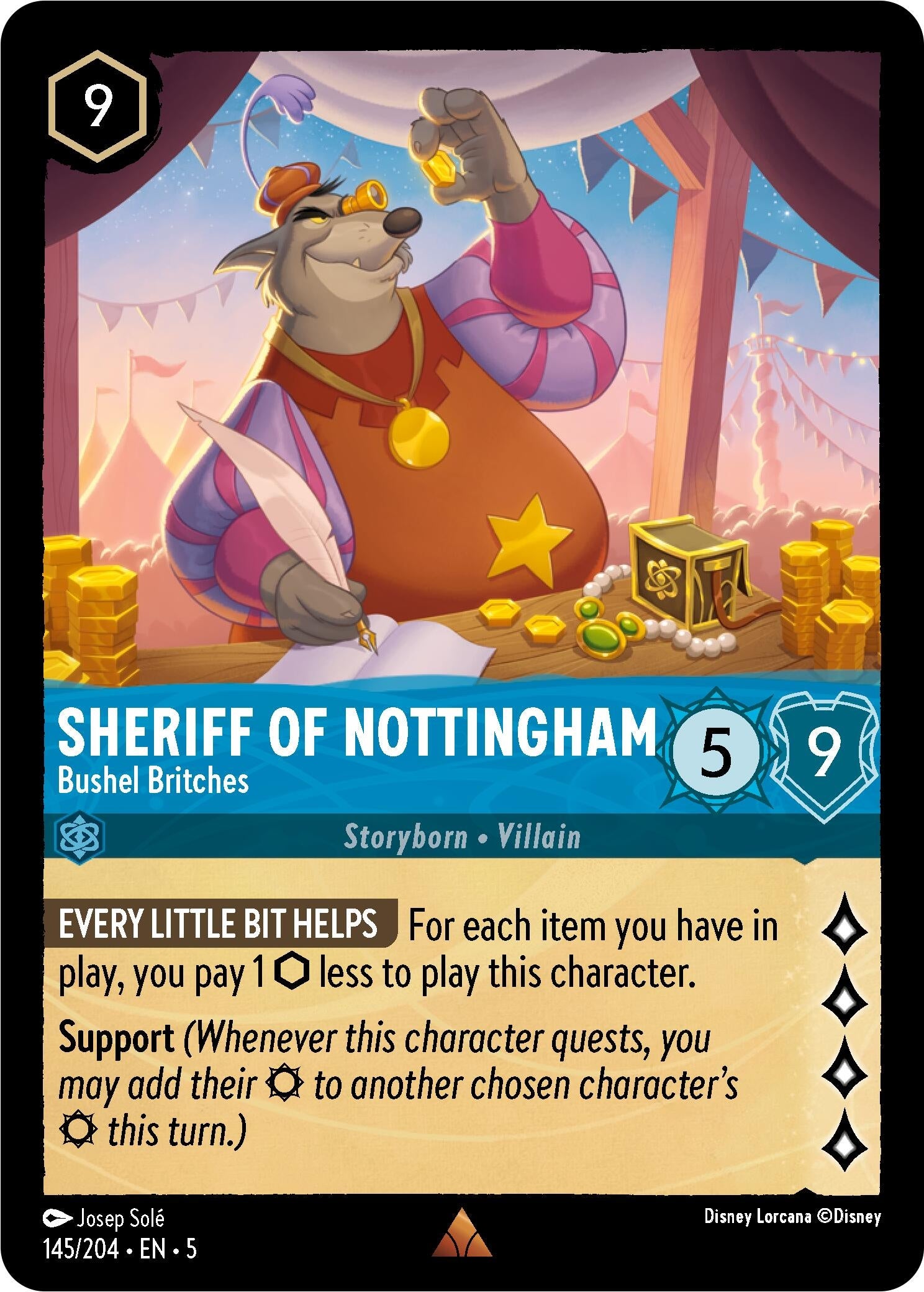 Image for Sheriff of Nottingham - Bushel Britches (145/204) (Shimmering Skies) (5) - Disney Lorcana