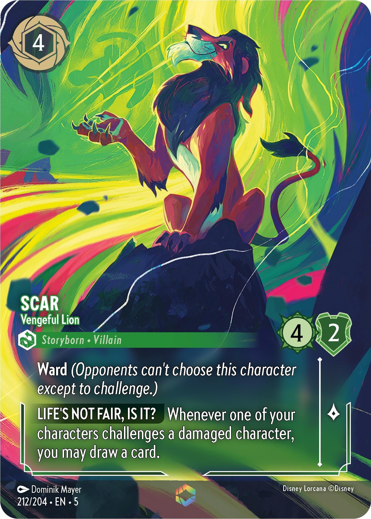 Image for Scar - Vengeful Lion (Enchanted) (212/204) (Shimmering Skies) (5) - Disney Lorcana