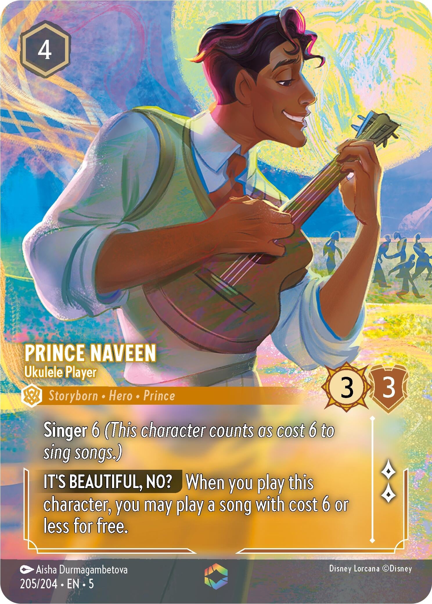 Image for Prince Naveen - Ukulele Player (Enchanted) (205/204) (Shimmering Skies) (5) - Disney Lorcana