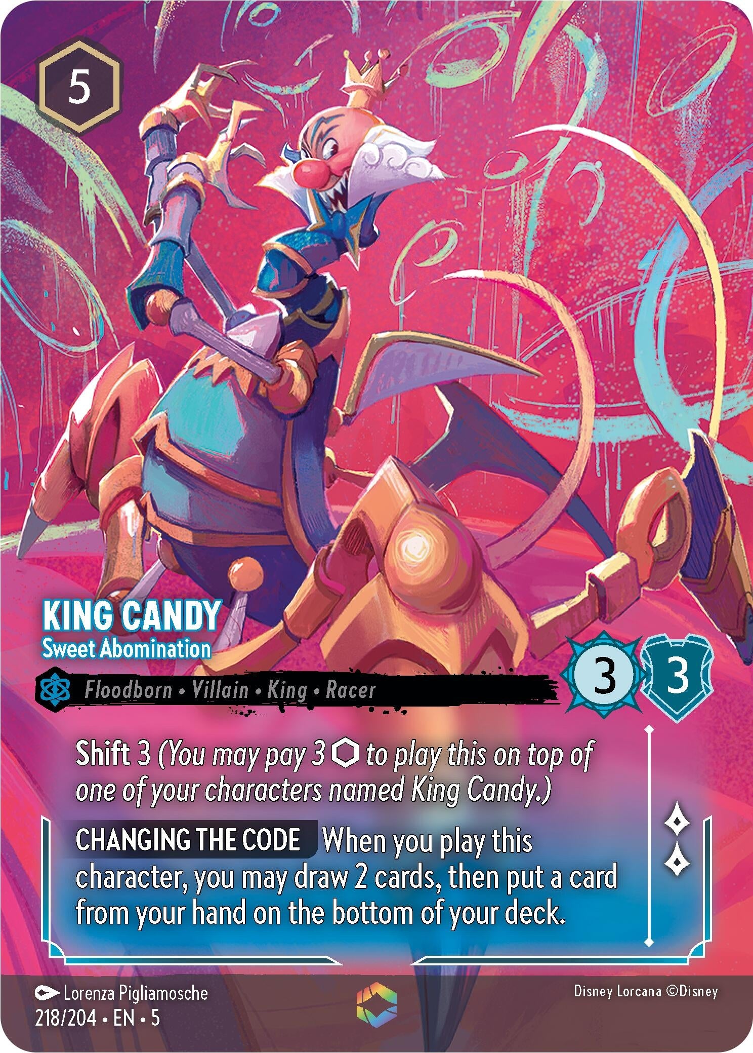 Image for King Candy - Sweet Abomination (Enchanted) (218/204) (Shimmering Skies) (5) - Disney Lorcana