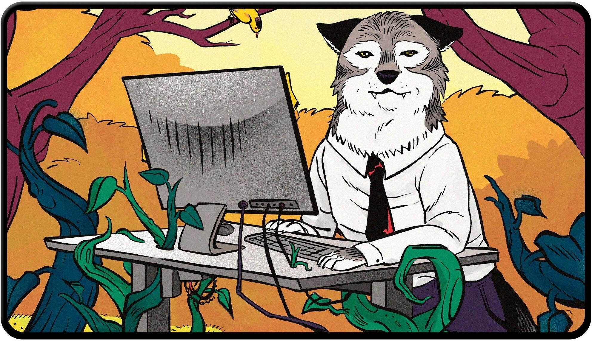 Image for Secret Lair 2024 Not a Wolf - Not a Wolf Token Black-Stitched Playmat for Magic: The Gathering - Playmats