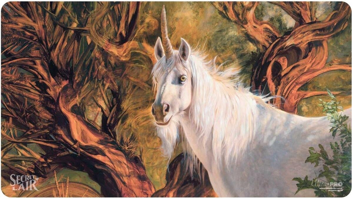 Image for Secret Lair 2024 Julie Bell - Good-Fortune Unicorn Standard Gaming Playmat for Magic: The Gathering - Playmats