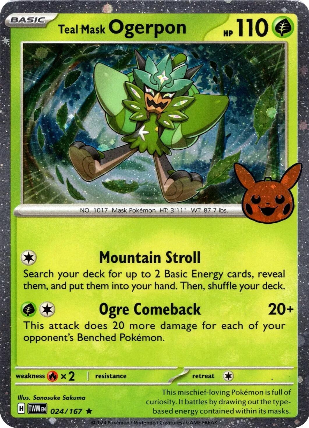 Image for Teal Mask Ogerpon (Cosmos Holo) (024/167) (Trick or Trade BOOster Bundle 2024) (TTBB24) - Pokemon