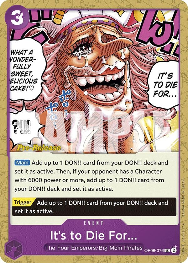 Image for It's to Die For (OP08-076) (Two Legends Pre-Release Cards) (OP08 PRE) - One Piece Card Game