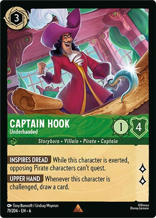 Image for Captain Hook - Underhanded (71/204) (Azurite Sea) (6) - Disney Lorcana