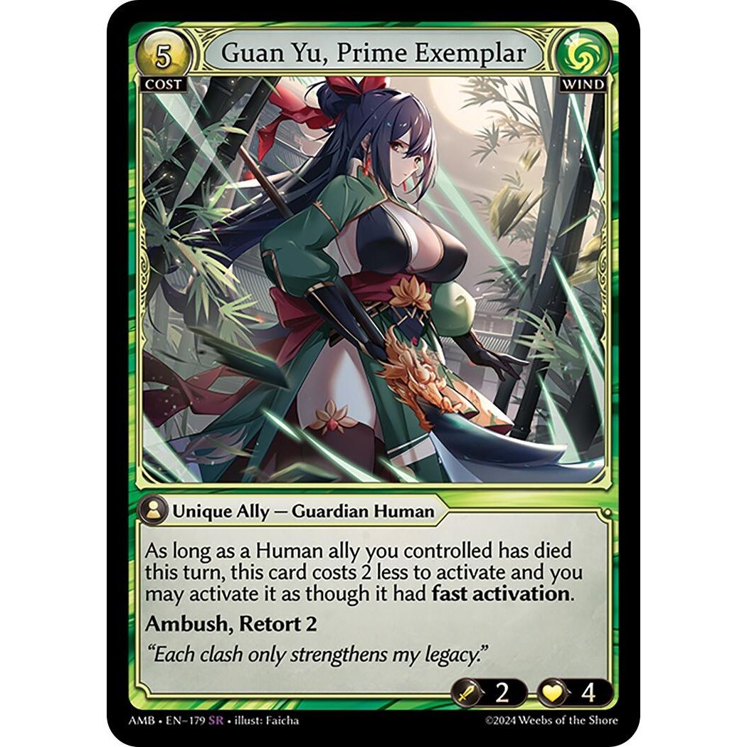 Image for Guan Yu, Prime Exemplar (179) (Mortal Ambition) - Grand Archive TCG