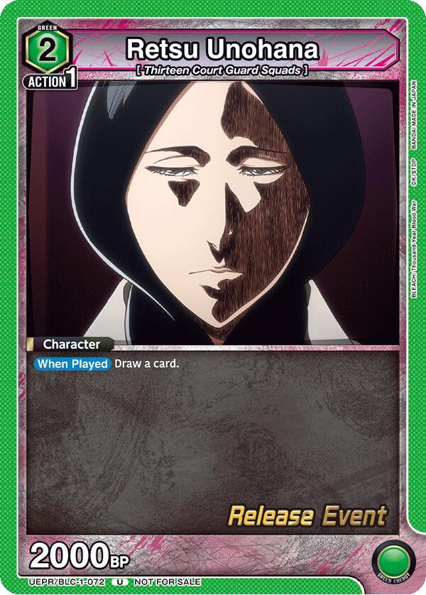 Image for Retsu Unohana (072) (UEPR/BLC-1-072) (UE01BT: BLEACH: Thousand-Year Blood War Release Event Cards) (UE01BT_RE) - Union Arena