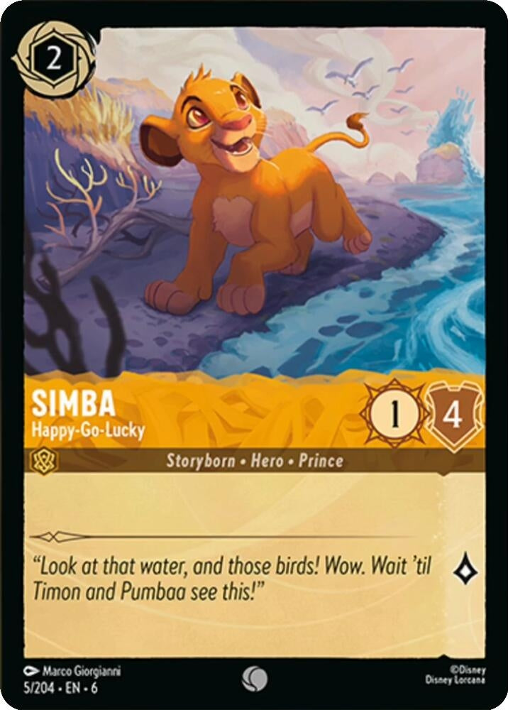 Image for Simba - Happy-Go-Lucky (5/204) (Azurite Sea) (6) - Disney Lorcana
