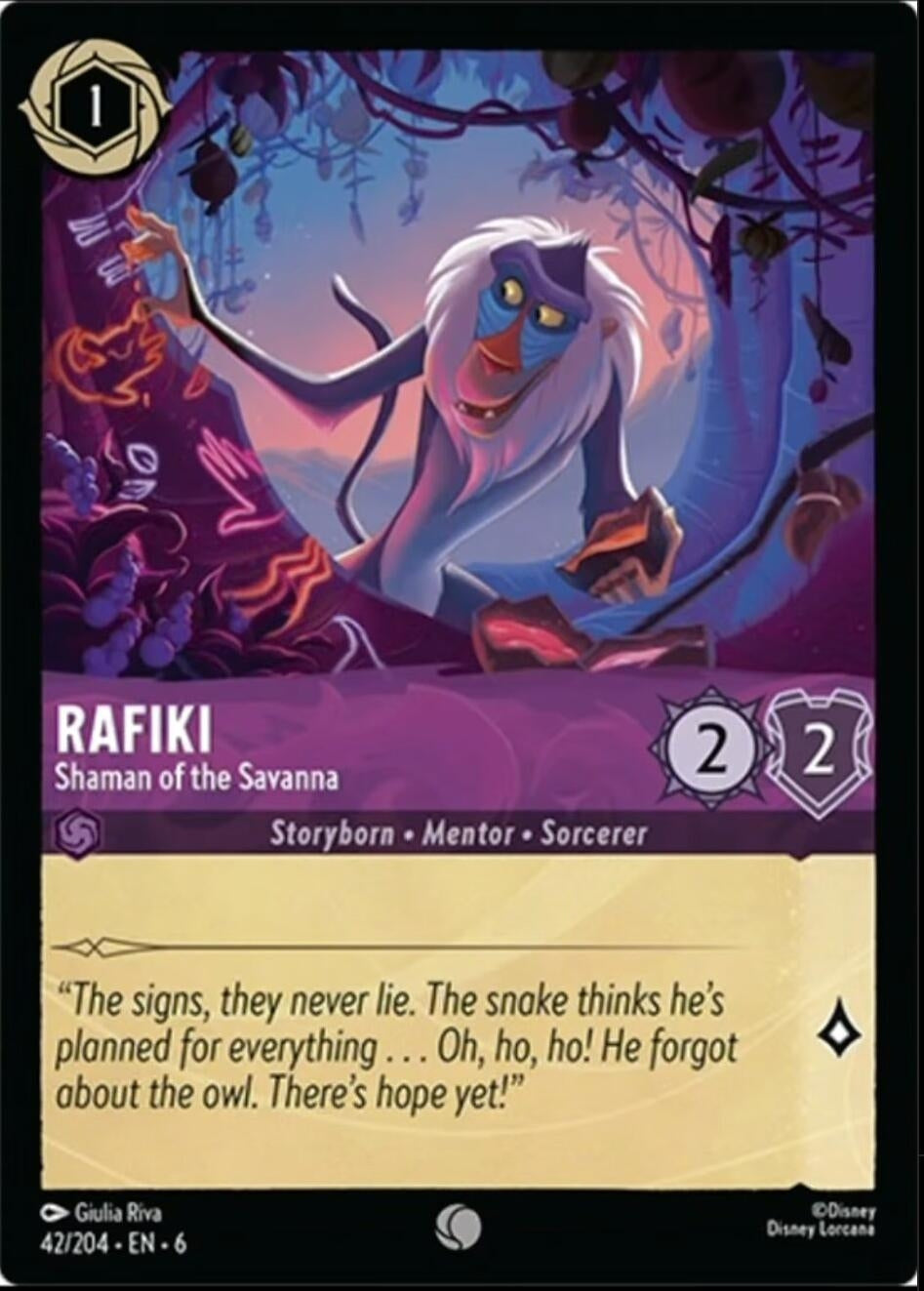 Image for Rafiki - Shaman of the Savanna (42/204) (Azurite Sea) (6) - Disney Lorcana