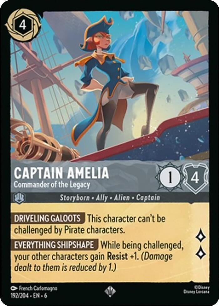 Image for Captain Amelia - Commander of the Legacy (192/204) (Azurite Sea) (6) - Disney Lorcana