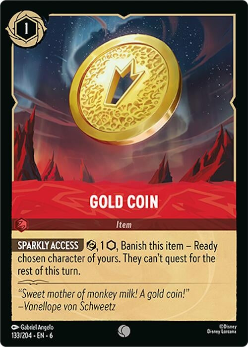 Image for Gold Coin (133/204) (Azurite Sea) (6) - Disney Lorcana