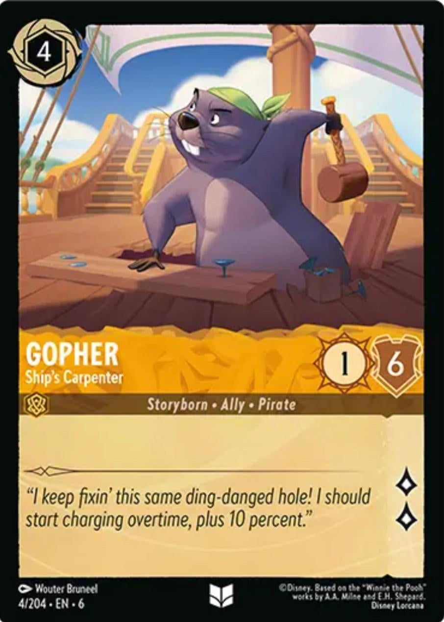 Image for Gopher - Ship's Carpenter (4/204) (Azurite Sea) (6) - Disney Lorcana
