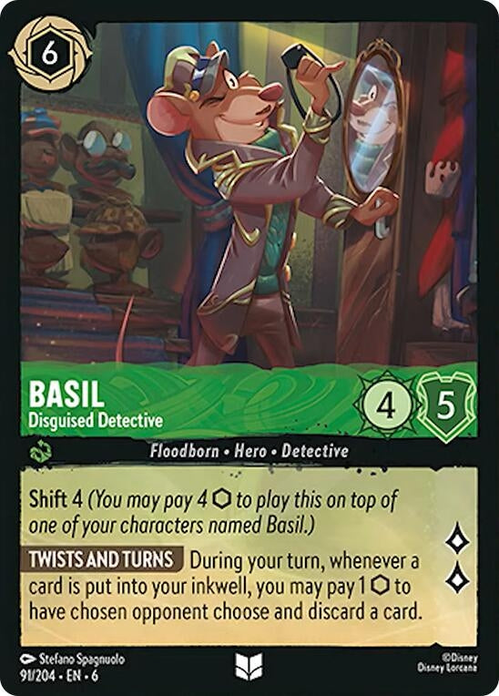 Image for Basil - Disguised Detective (91/204) (Azurite Sea) (6) - Disney Lorcana